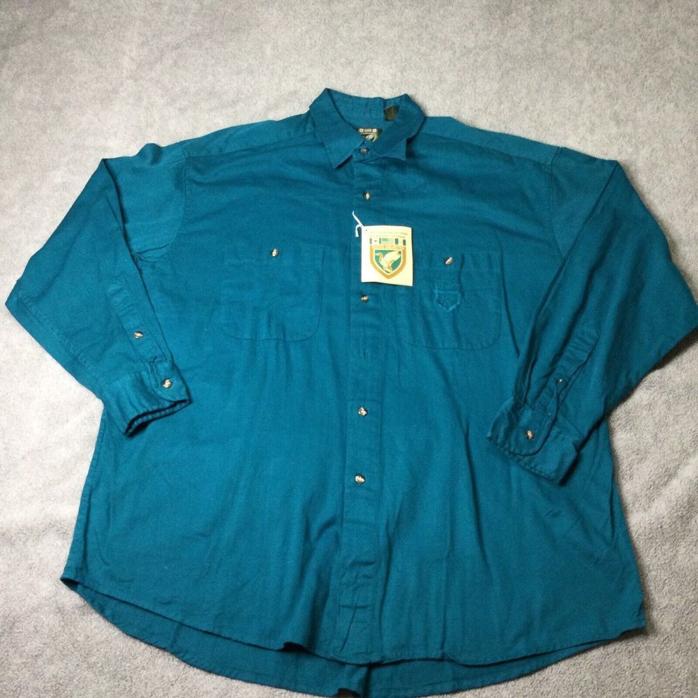 Vintage‎ Ducks Unlimited Button Up Shirt Men L Green Long Sleeve Embroidered NWT